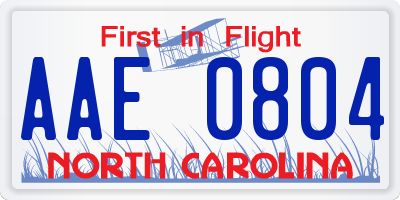 NC license plate AAE0804