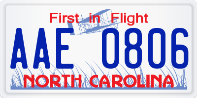 NC license plate AAE0806