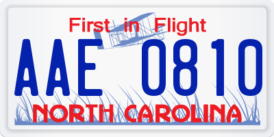 NC license plate AAE0810