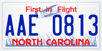 NC license plate AAE0813