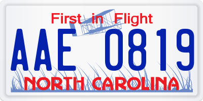 NC license plate AAE0819