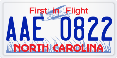 NC license plate AAE0822