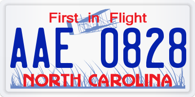 NC license plate AAE0828