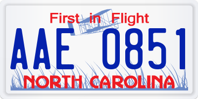 NC license plate AAE0851