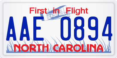 NC license plate AAE0894