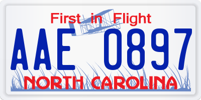 NC license plate AAE0897