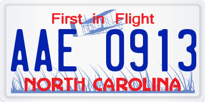 NC license plate AAE0913