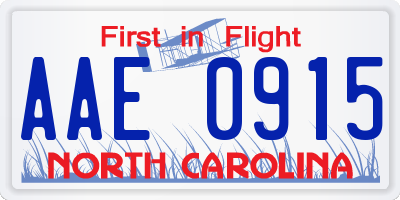 NC license plate AAE0915