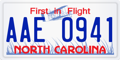 NC license plate AAE0941