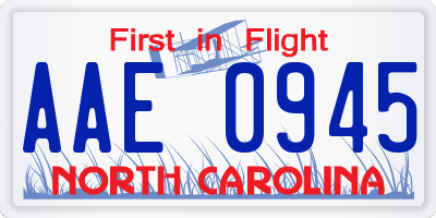 NC license plate AAE0945