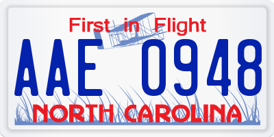 NC license plate AAE0948