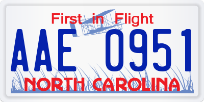 NC license plate AAE0951