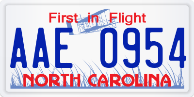 NC license plate AAE0954