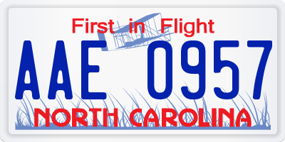 NC license plate AAE0957