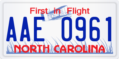 NC license plate AAE0961