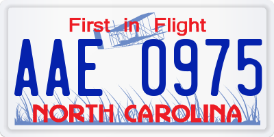 NC license plate AAE0975