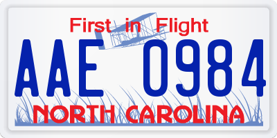 NC license plate AAE0984