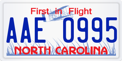 NC license plate AAE0995