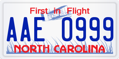 NC license plate AAE0999