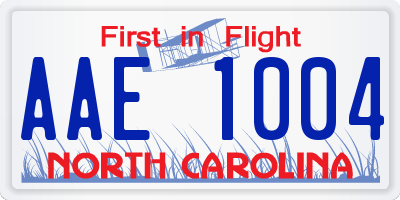 NC license plate AAE1004