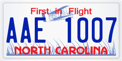 NC license plate AAE1007