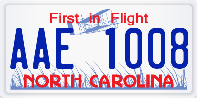 NC license plate AAE1008