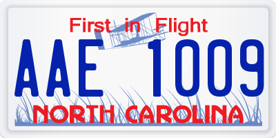 NC license plate AAE1009