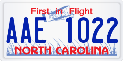 NC license plate AAE1022