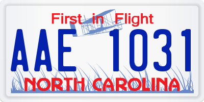 NC license plate AAE1031