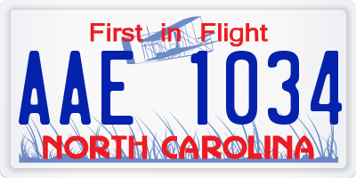NC license plate AAE1034