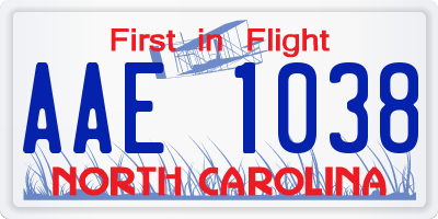 NC license plate AAE1038