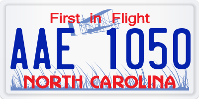 NC license plate AAE1050