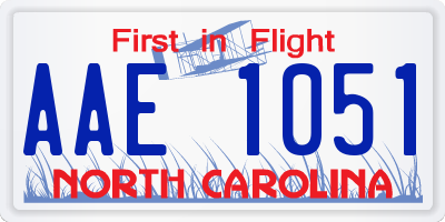 NC license plate AAE1051