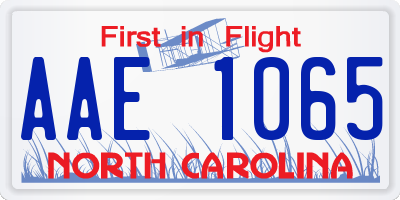 NC license plate AAE1065
