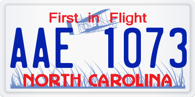 NC license plate AAE1073