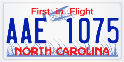 NC license plate AAE1075