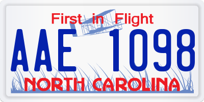 NC license plate AAE1098