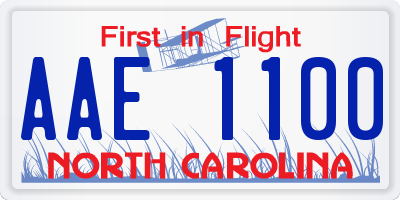 NC license plate AAE1100