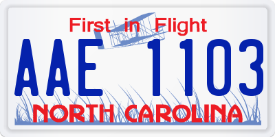 NC license plate AAE1103