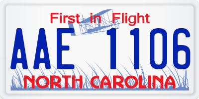 NC license plate AAE1106