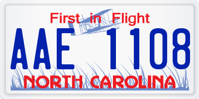 NC license plate AAE1108