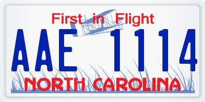 NC license plate AAE1114
