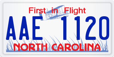 NC license plate AAE1120