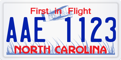 NC license plate AAE1123