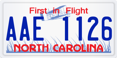 NC license plate AAE1126