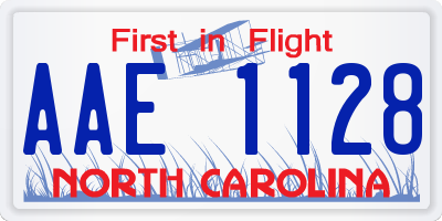 NC license plate AAE1128