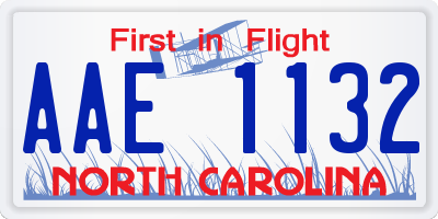 NC license plate AAE1132