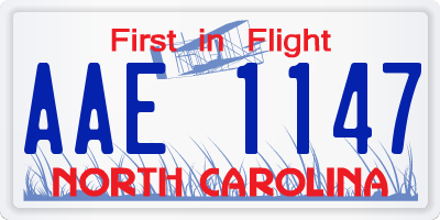 NC license plate AAE1147