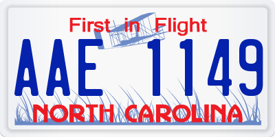 NC license plate AAE1149