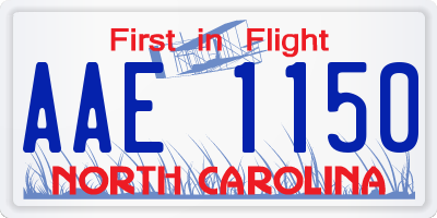 NC license plate AAE1150